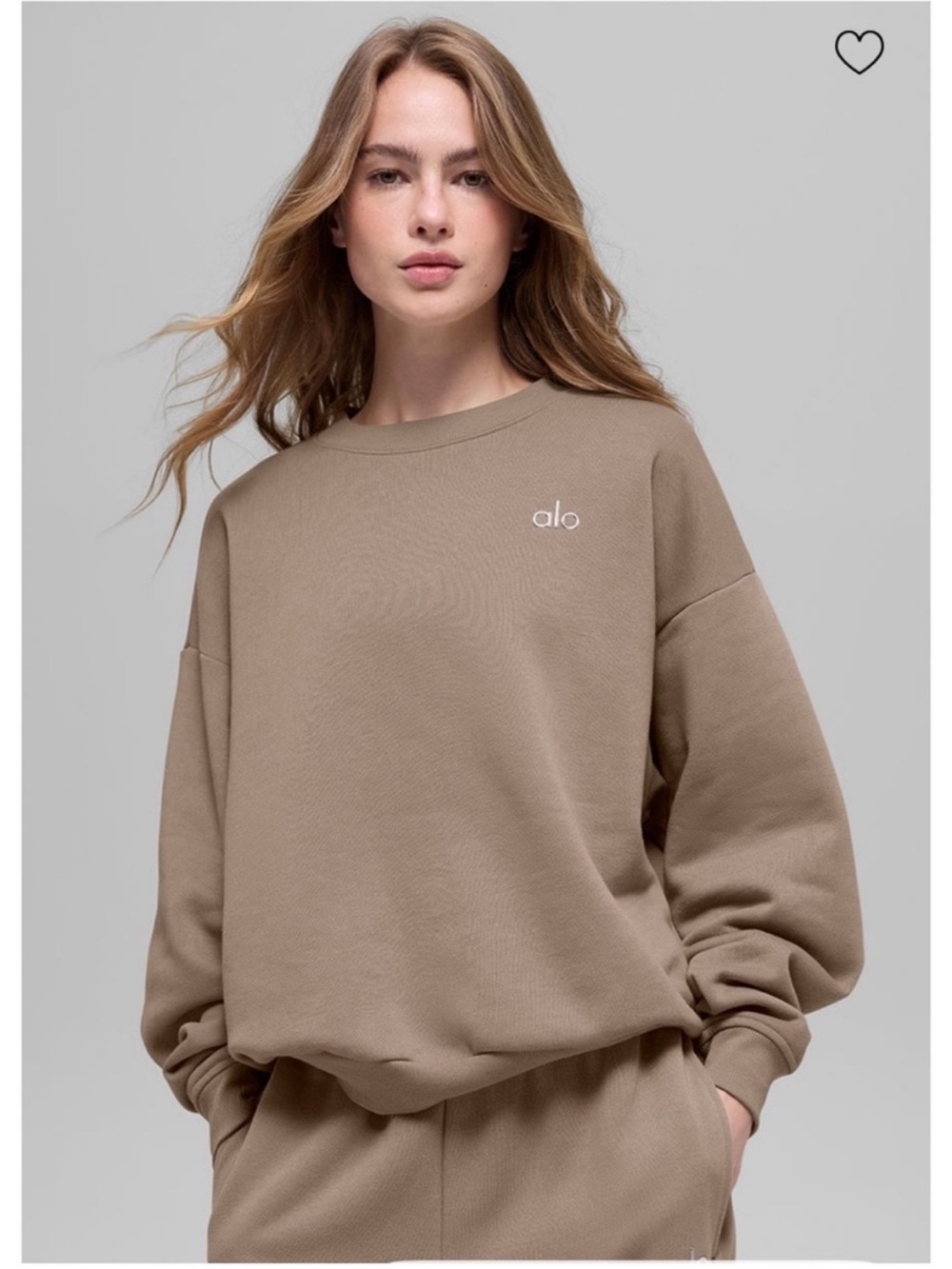 ALO Yoga Taupe Relaxed Crewneck Sweatshirt